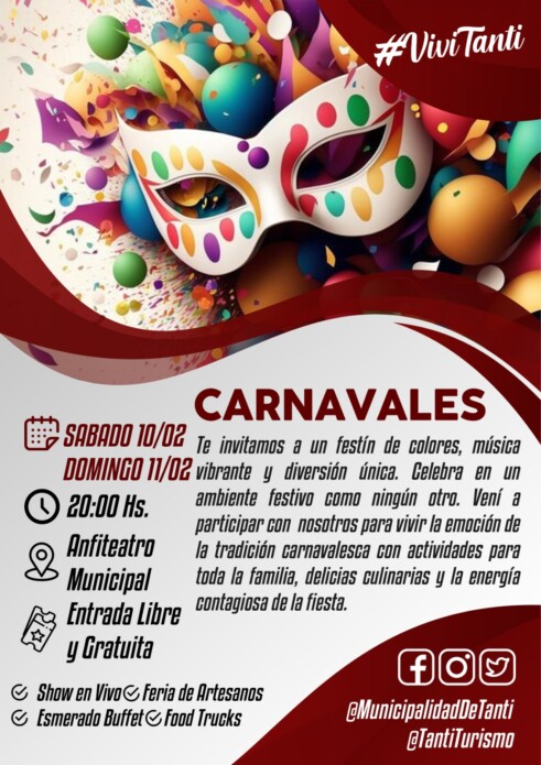 Tanti te espera para festejar  carnavales en las sierras!!!